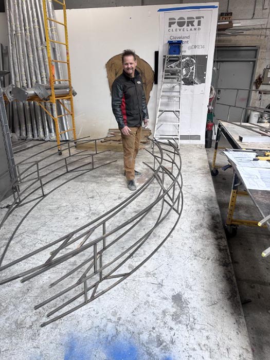 The gate under construction in Manka's studio.